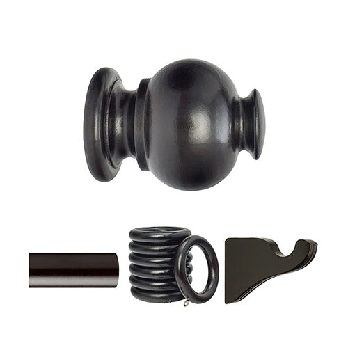 kirsch wood trends 1 3/8" curtain hardware set