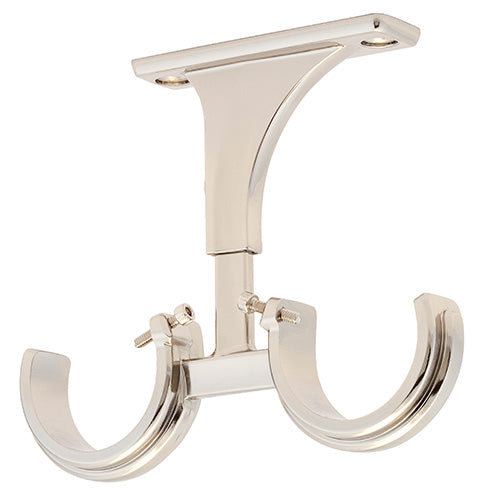 Polished Nickel Kirsch 1 3/8" Designer Metals Double Ceiling Bracket