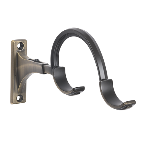 Elegant brass Kirsch 1 3/8" Designer Metals Double Bypass Bracket